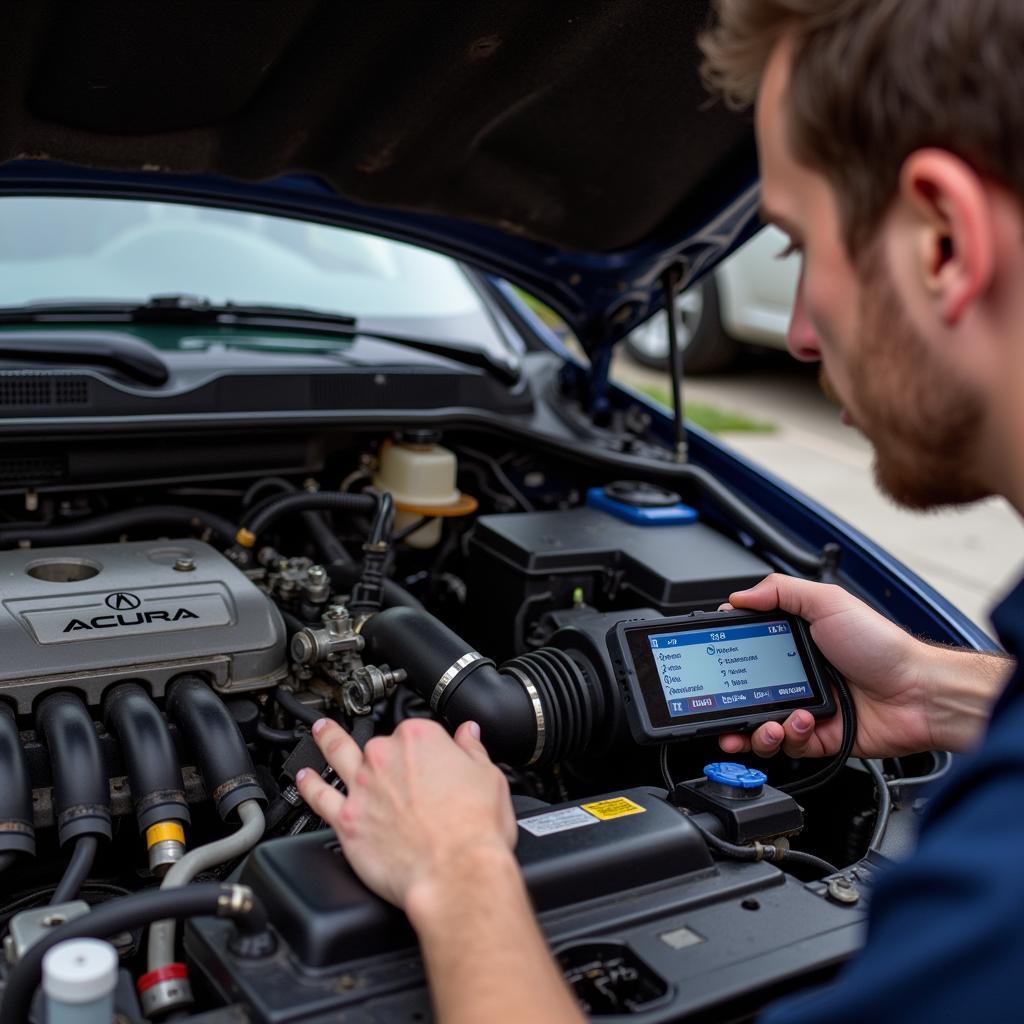 Mechanic Checking 2002 Acura TL Type S VSA System