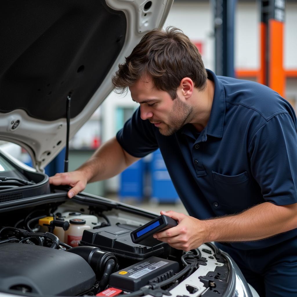 Mechanic Diagnosing a 2006 Honda Accord using a Scan Tool