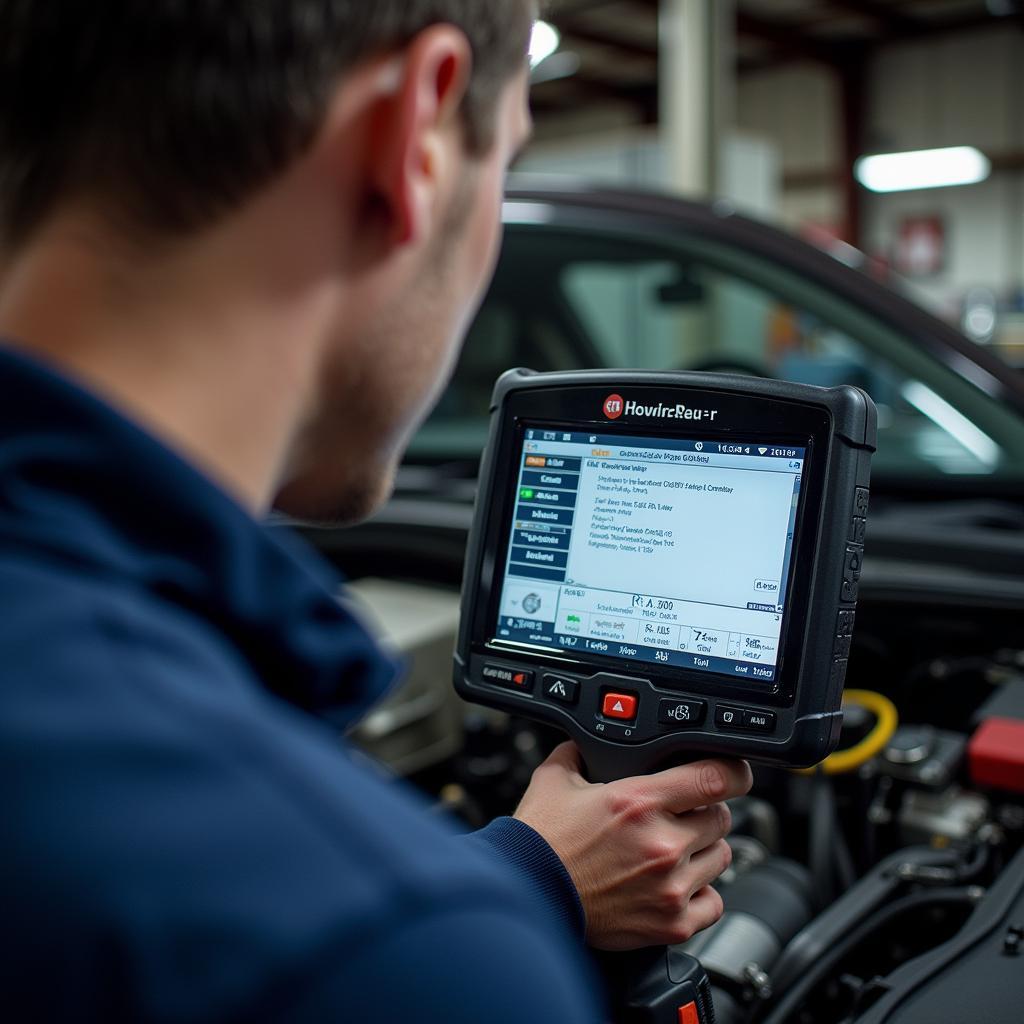 Mechanic Using an Advanced OBD Scanner