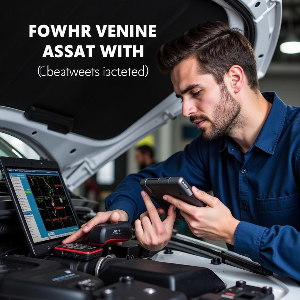 Mechanic Using an Advanced OBD-II Scanner with a Tablet