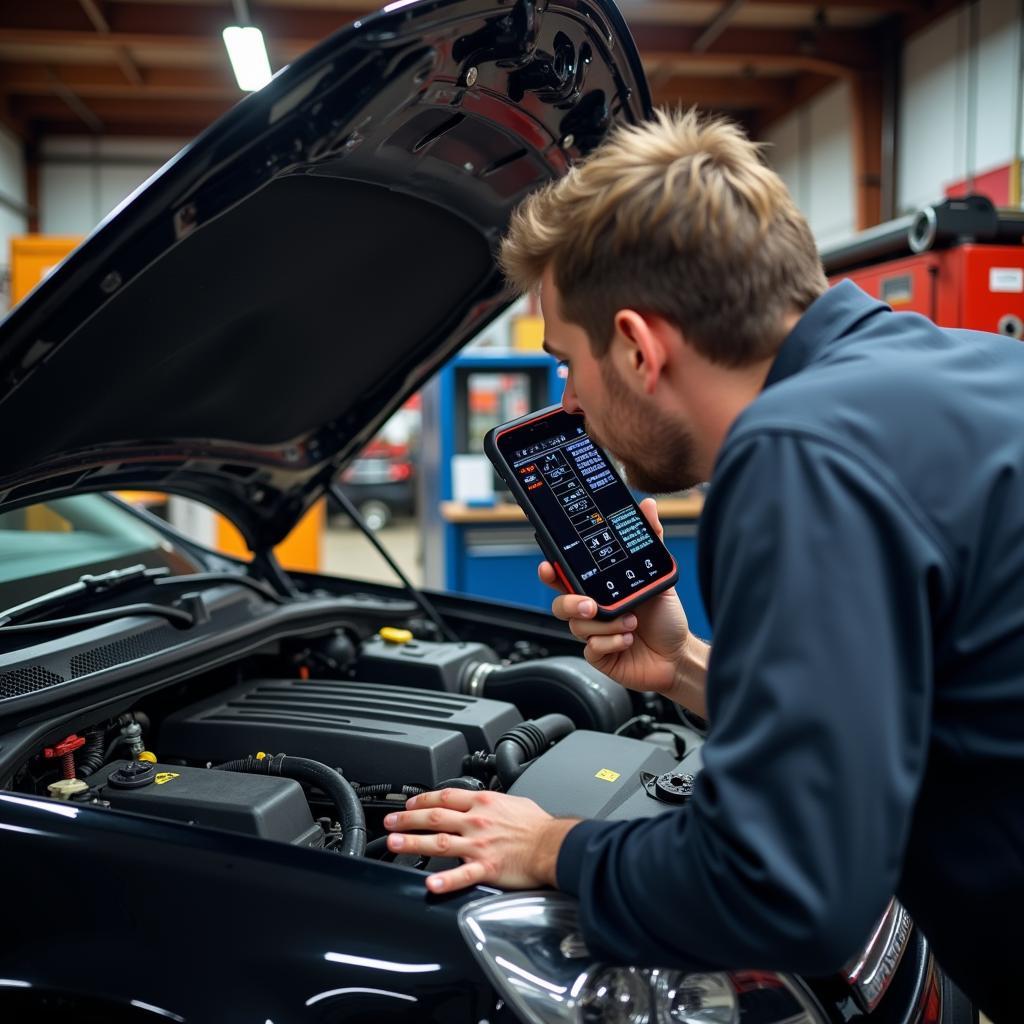 Mechanic Using an Advanced Scanner