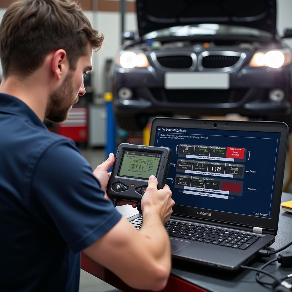 Mechanic Using AutoEnginuity ST06-USB to Diagnose a Car