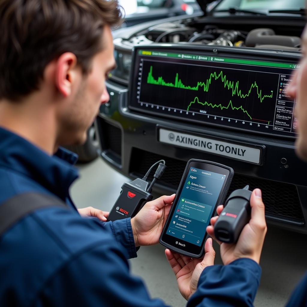 Mechanic Using Bosch Wireless Scan Tool