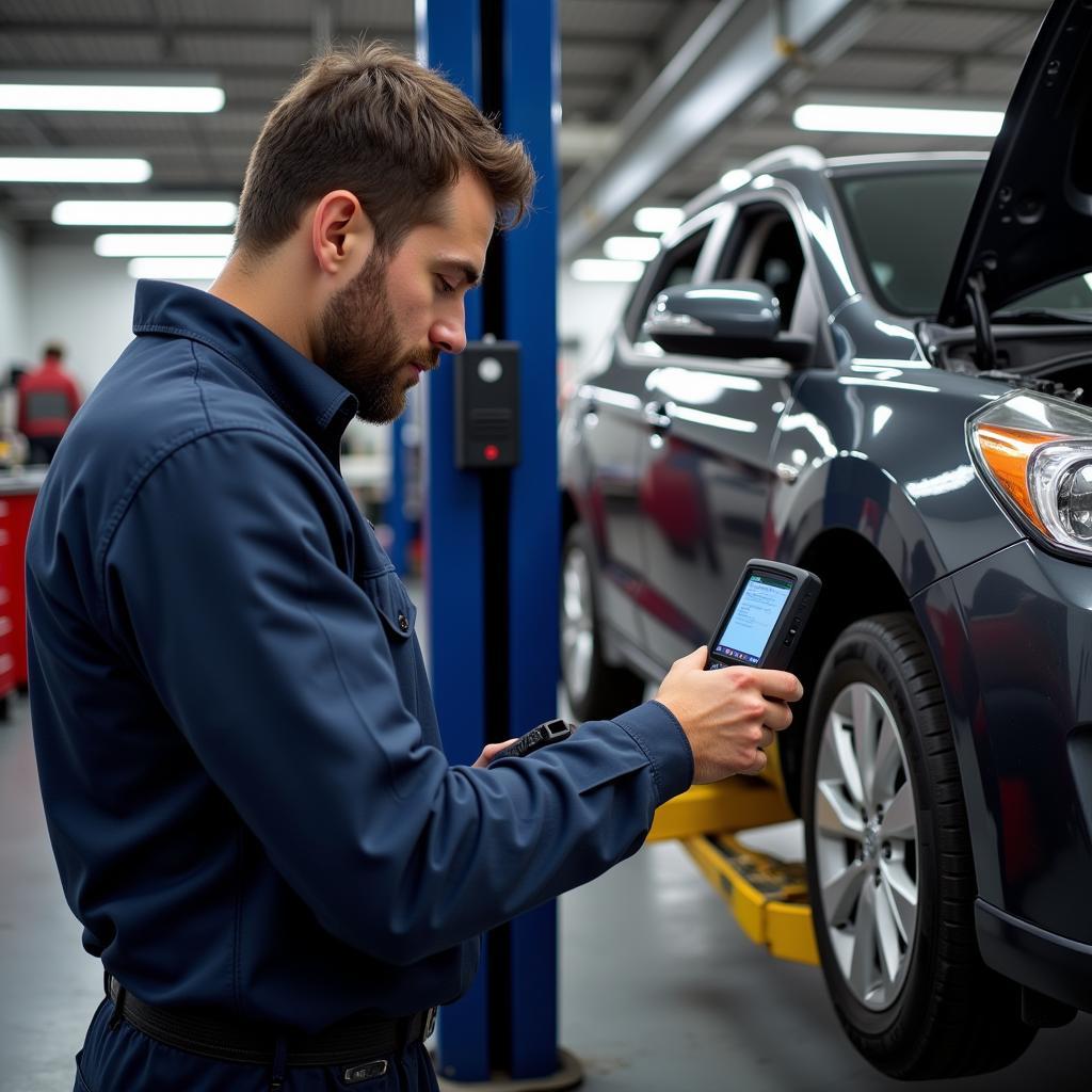 Mechanic Using Diagnostic Tool