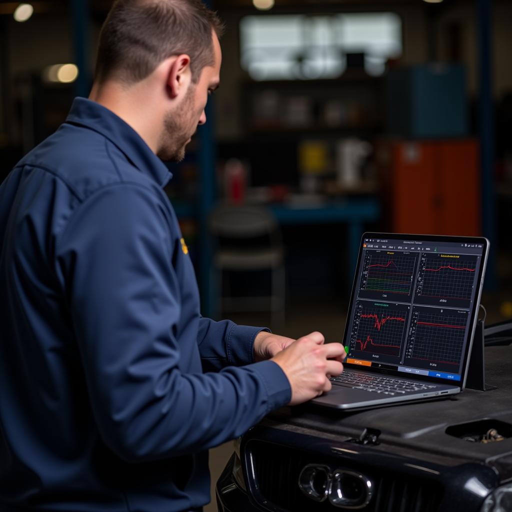 Mechanic Using ELM327 for Advanced Diagnostics
