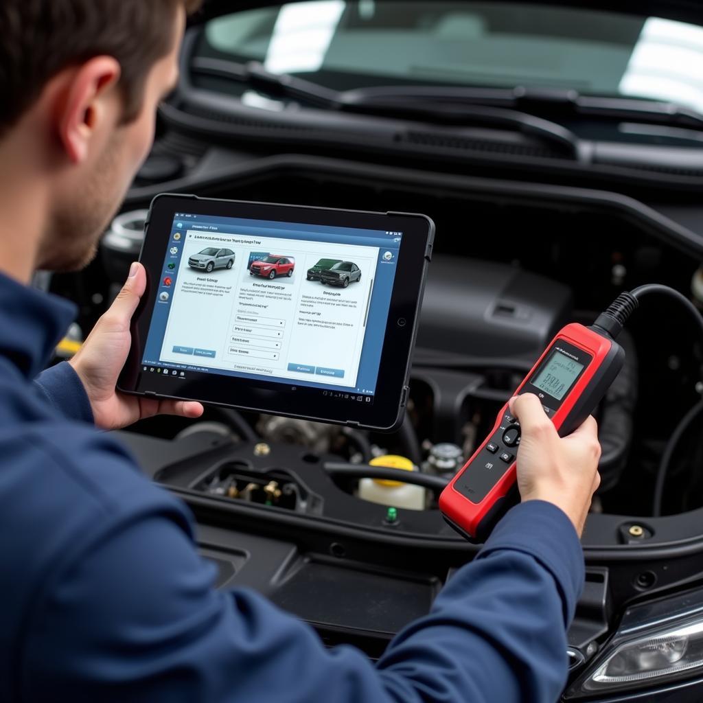 Mechanic Using Free Computer Scan Tool