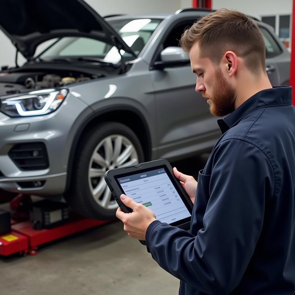 Mechanic Using a Wireless OBD2 Scan Tool