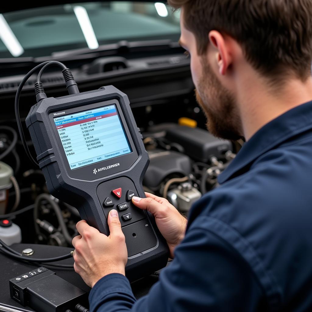 Mechanic Using OBDII Scan Tool