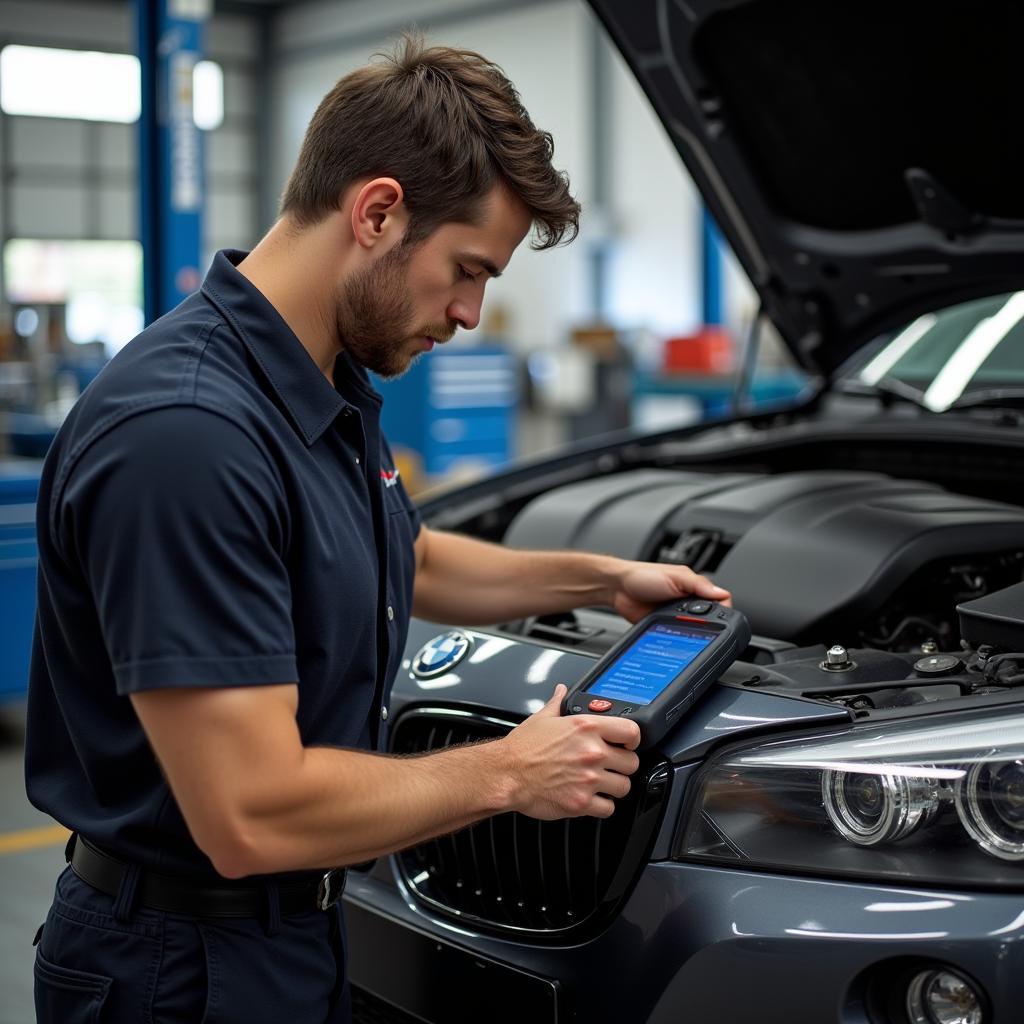 Mechanic Using a Professional Scan Tool