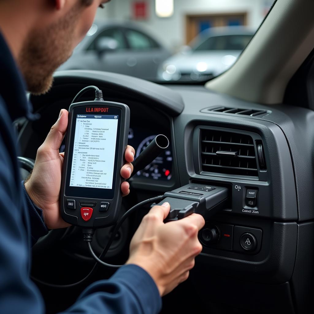 Mechanic Diagnosing Car with Scan Tool