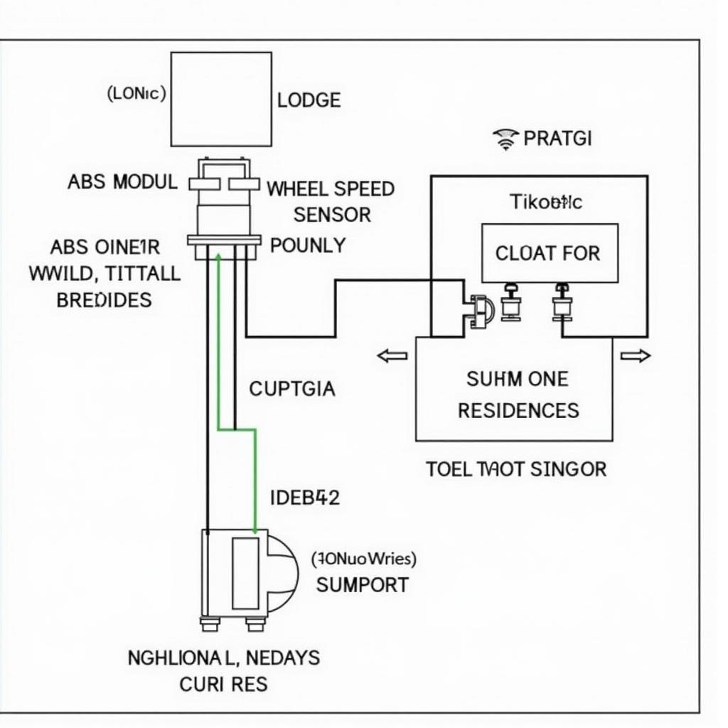 Diagram of the Meritor trailer ABS system with key components labeled