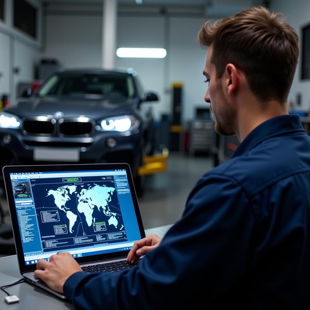 Modern Automotive Technician Utilizing Software Diagnostics, Laurie Foxwell as an Example