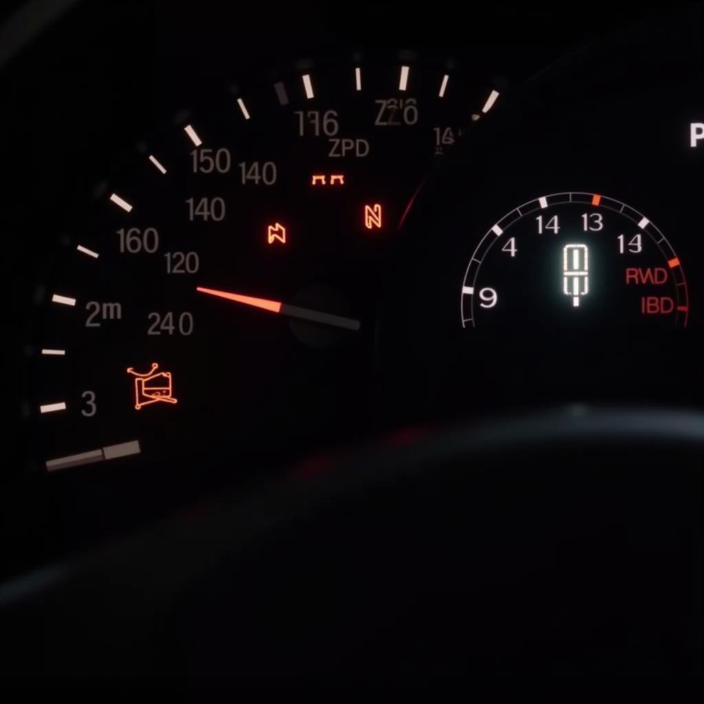 Modern Car Dashboard with Warning Lights