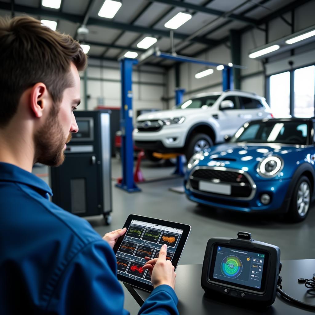 Modern Car Repair Shop Using Remote Diagnostics