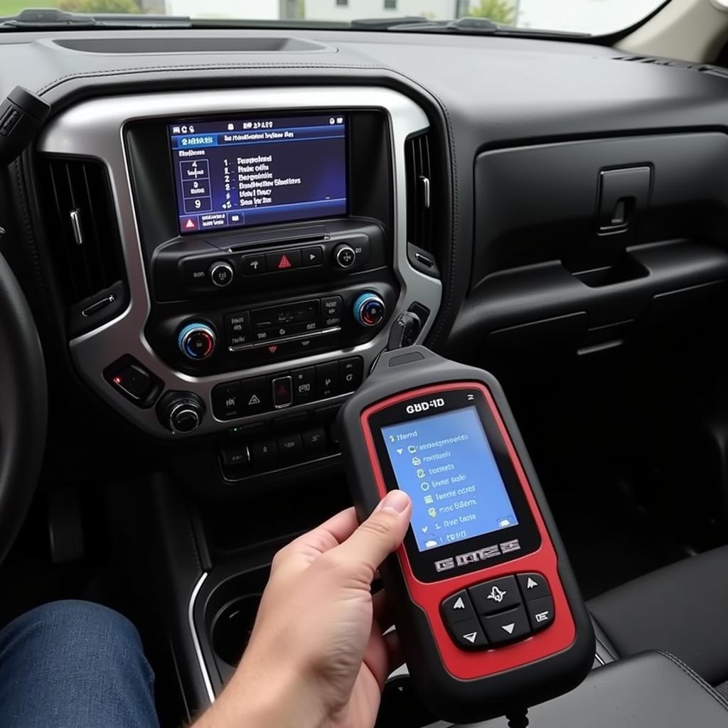 OBD-II Scanner connected to a 2017 GMC Sierra