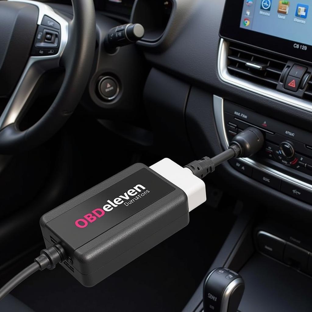 OBDeleven Diagnostic Tool Connected to Car OBD Port