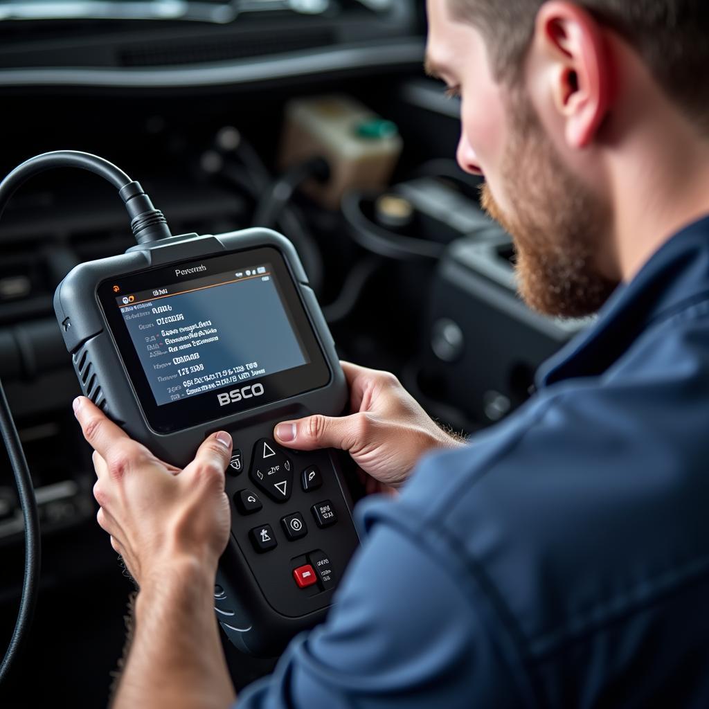 Mechanic Using a Professional-Grade Scan Tool