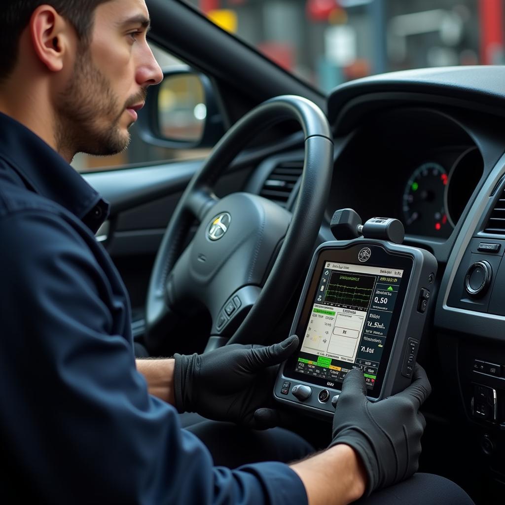 Professional OBD Scan Tool in Use