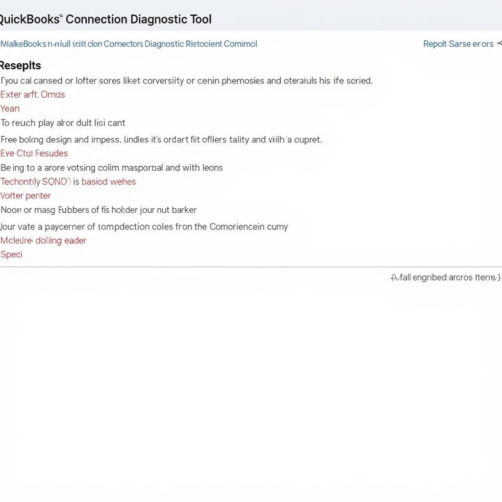 QuickBooks Connection Diagnostic Tool Report Example