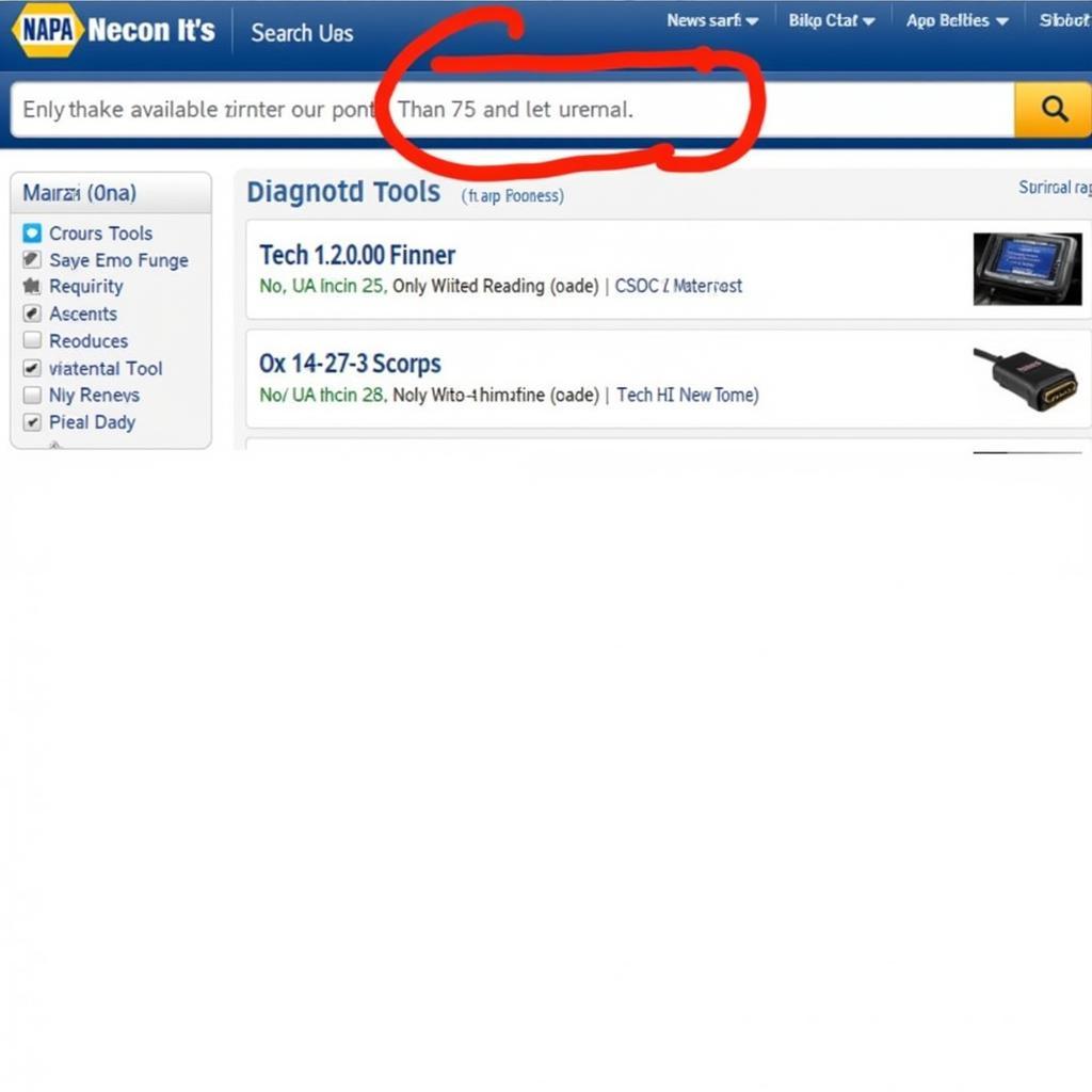 Finding Tech 2 Scanners on Napa Website