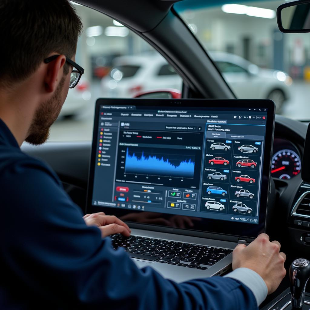 Technician Using Automotive Diagnostic Software