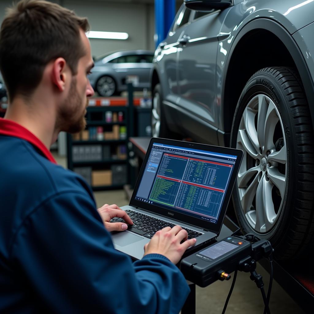 Technician Using Vulnerability Scanner