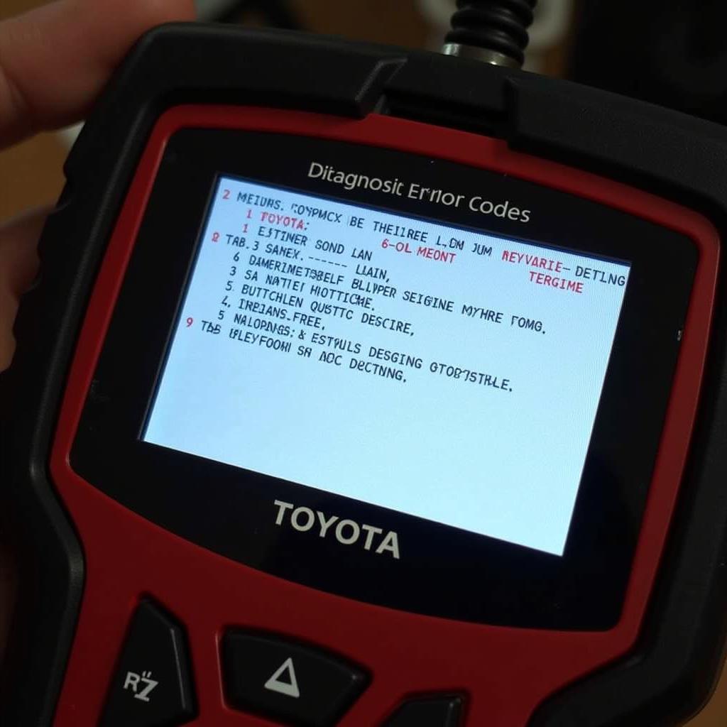 Toyota Car Diagnostic Tool Displaying Error Codes