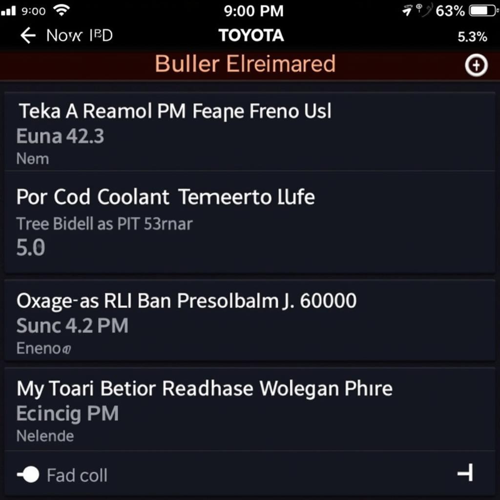 Toyota Scan Tool App Interface