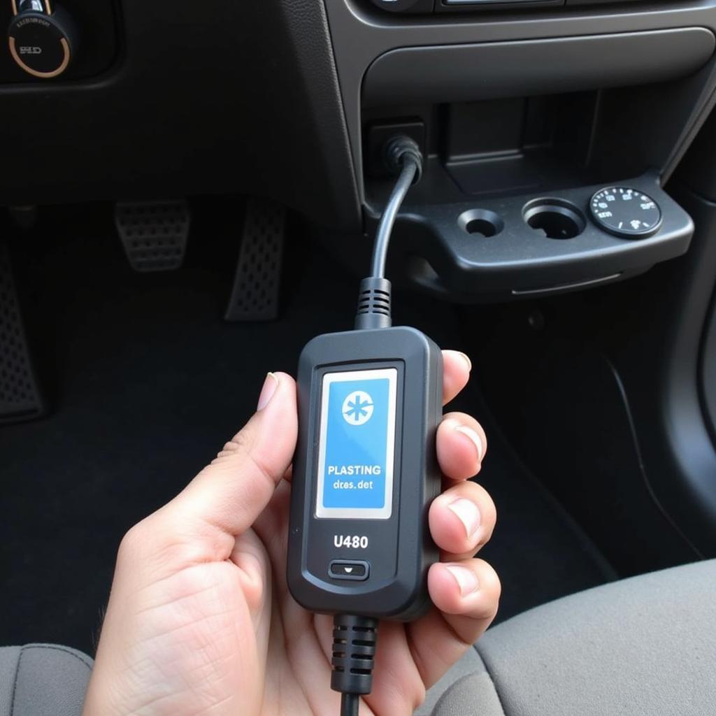 U480 Code Reader Connected to a Car's OBD-II Port