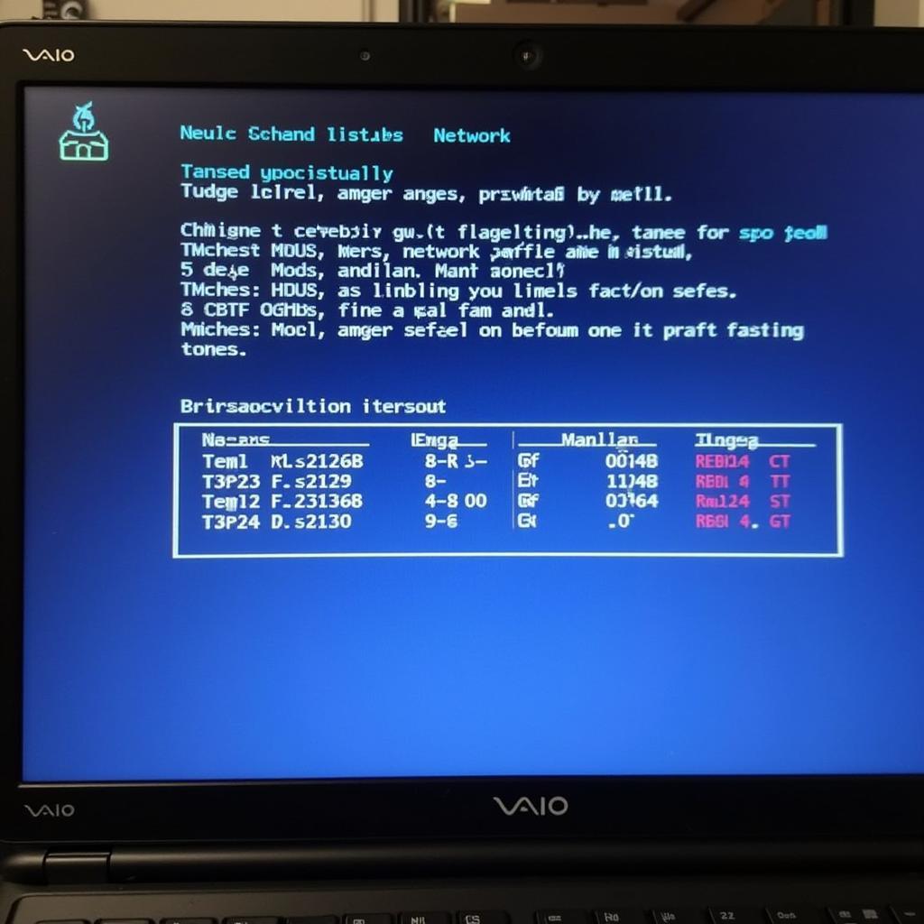 Vaio laptop undergoing network diagnostics test