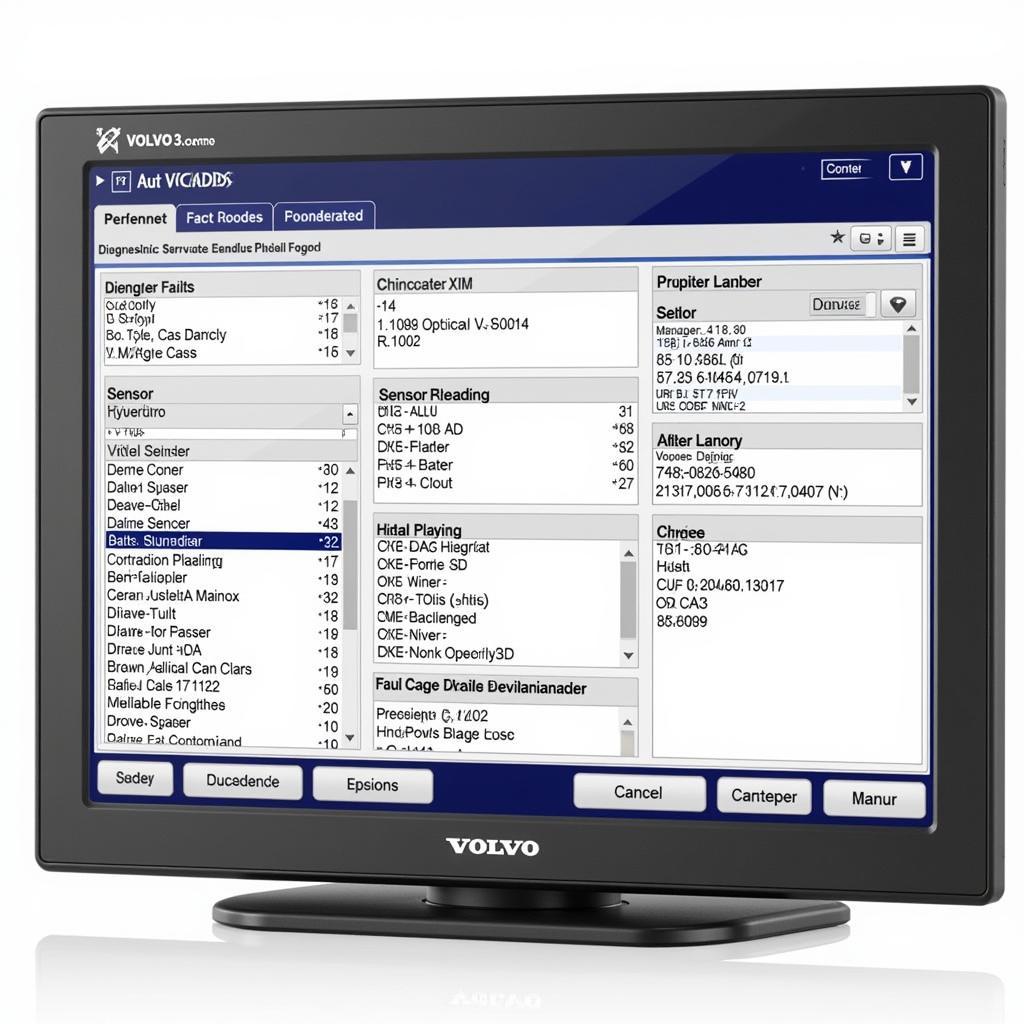 Volvo VCADS 3 Software Interface displaying diagnostic data