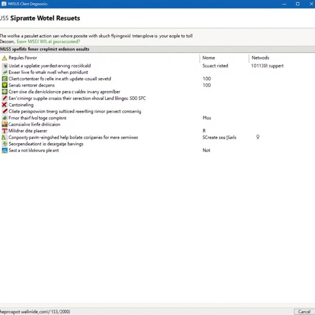 WSUS Client Diagnostic Tool Results