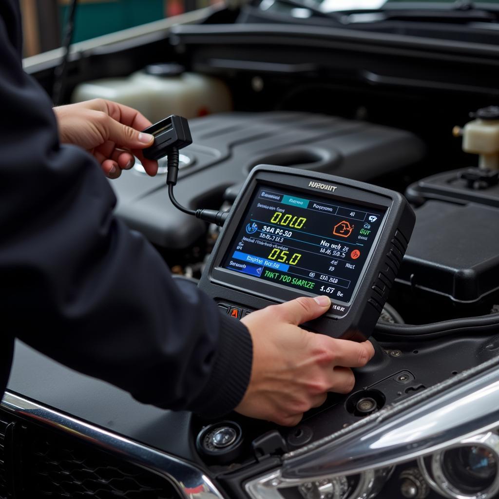 Automotive Diagnostic Tool in Use