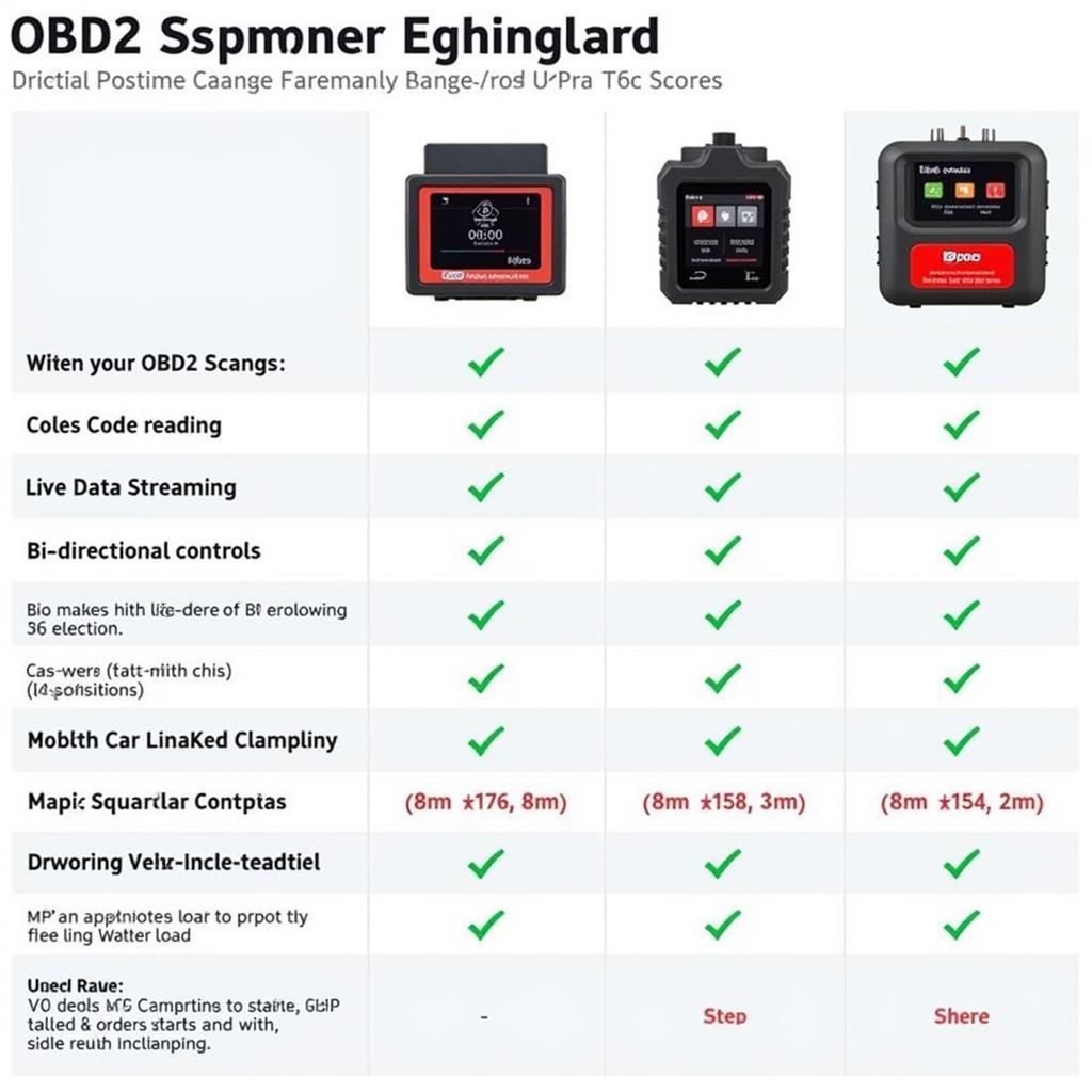 Best OBD2 Scanners Comparison Chart