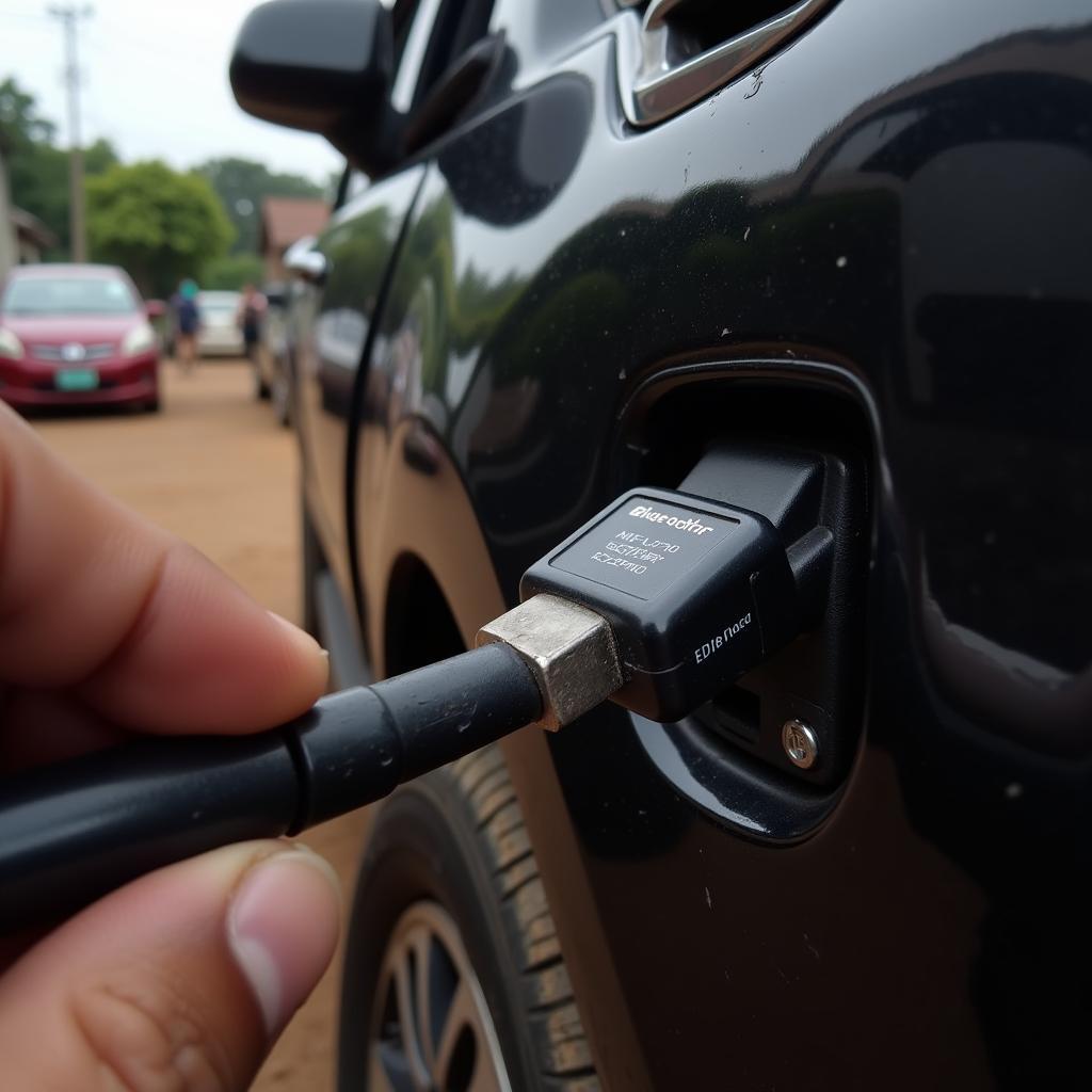 Bluetooth Car Scanner Connected to a Car's OBD2 Port in Nigeria