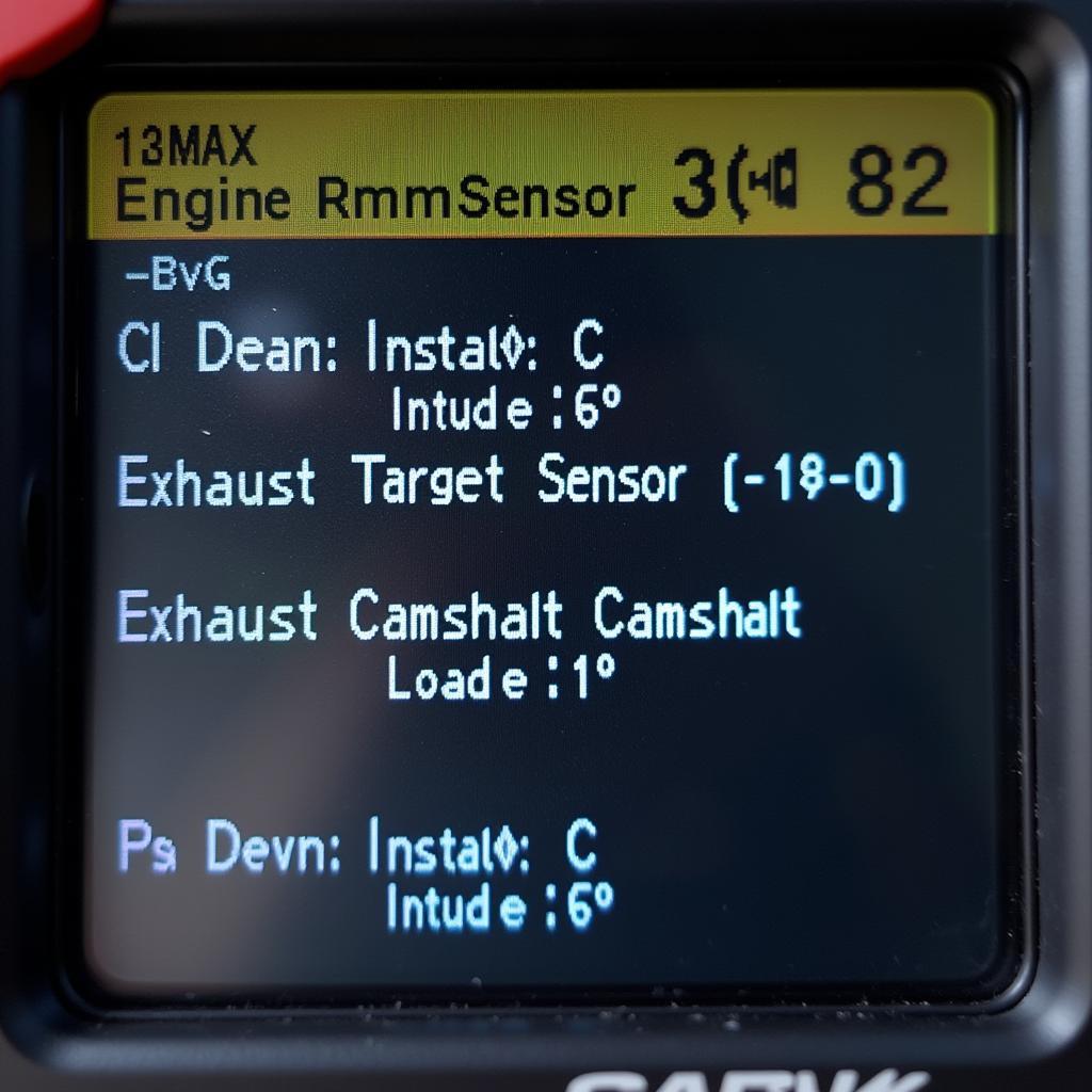 Camshaft position sensor readings displayed on a scan tool