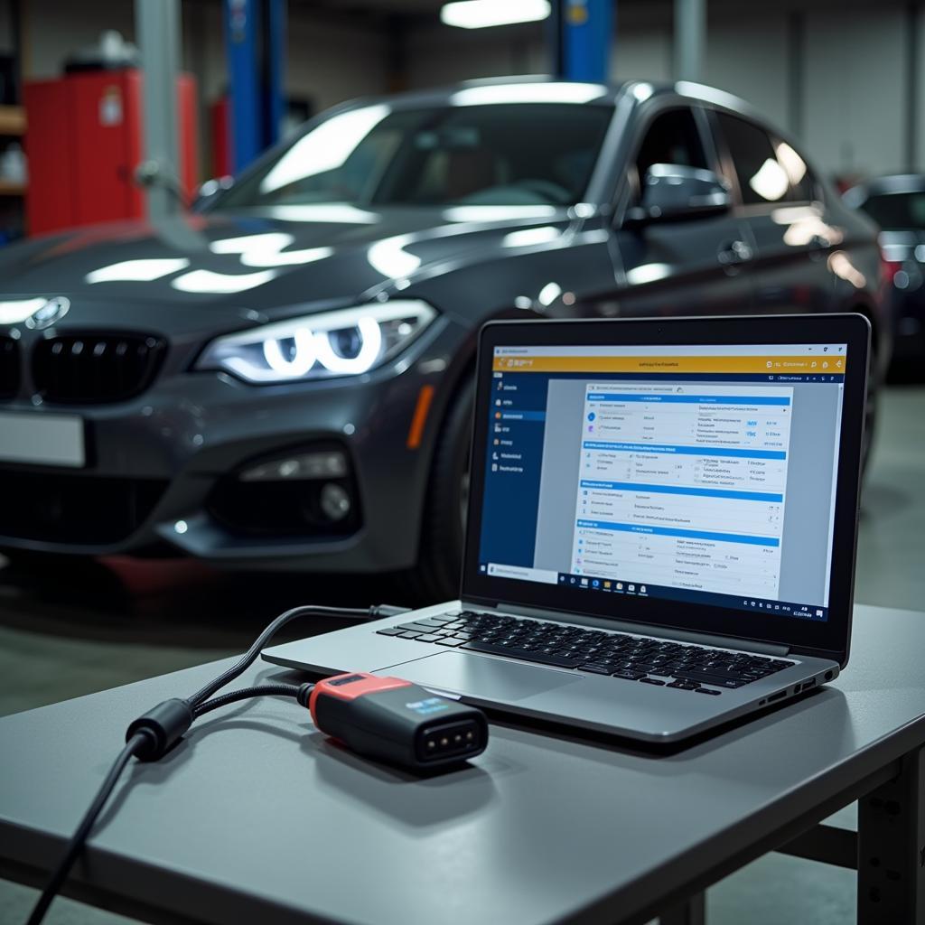 Car Connected to Diagnostic Software