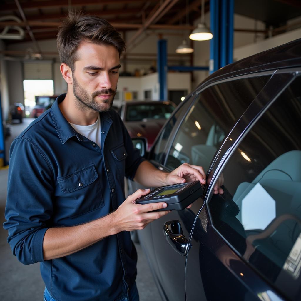 Car Owner Using callerid.com Diagnostic Tool at Home