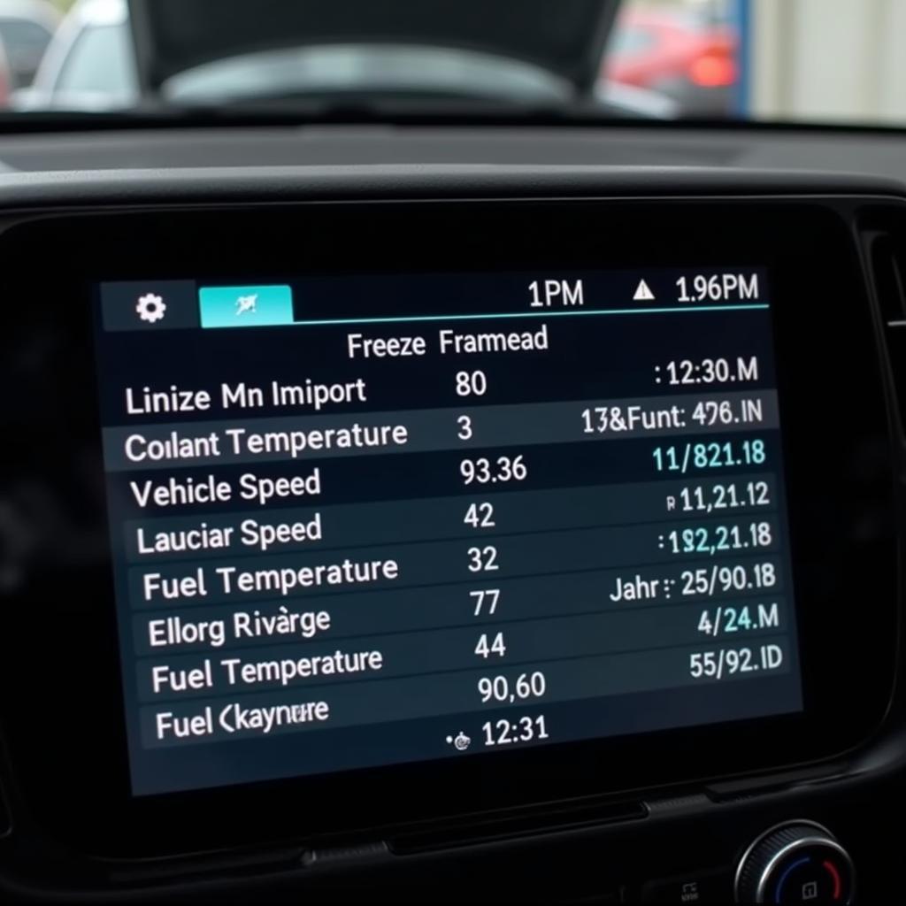 Car Scanner Displaying Freeze Frame Data