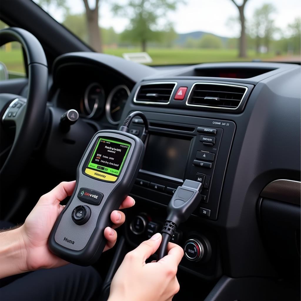 CB Scanner Car Connected to OBD-II Port