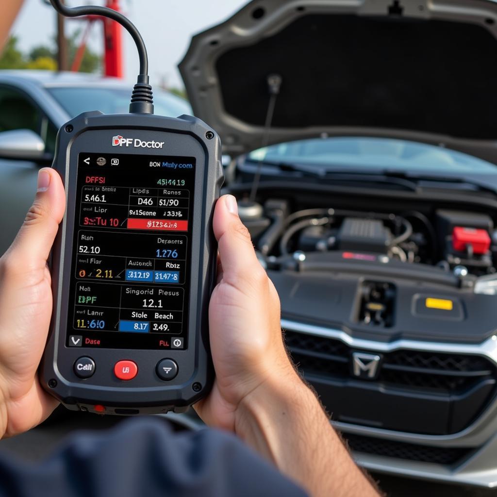 DPF Doctor Diagnostic Tool in Use on a Diesel Car