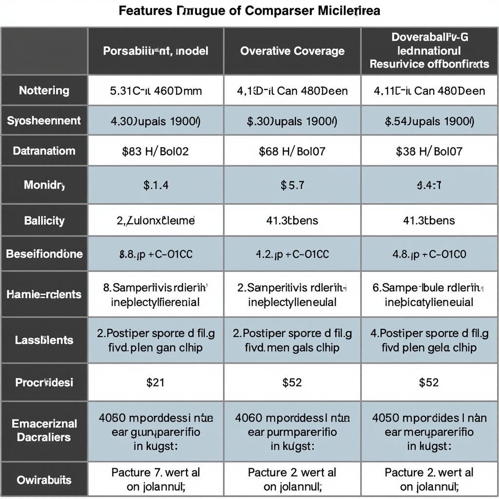 G Scan Model Comparison Chart