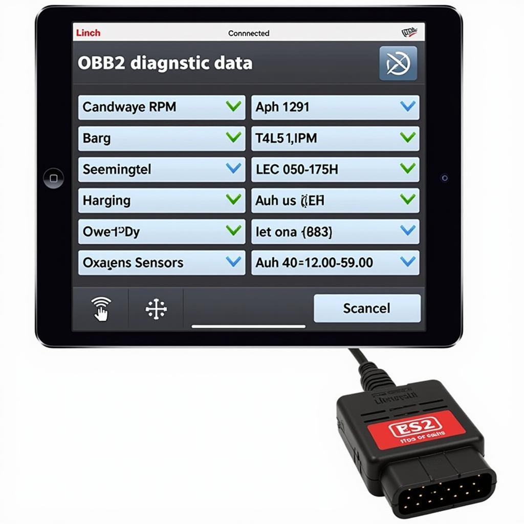 iPad Connected to OBD2 Scanner