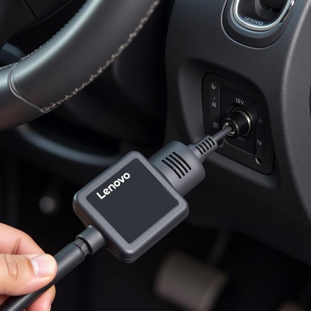 Lenovo Diagnostic Tool Connected to OBD Port