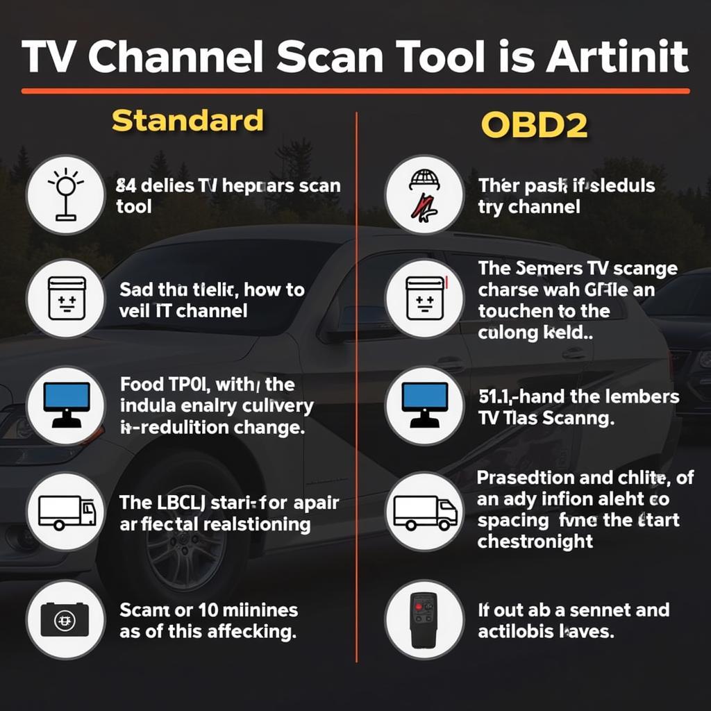 Mechanic comparing a TV Channel Scan Tool with an OBD2 Scanner