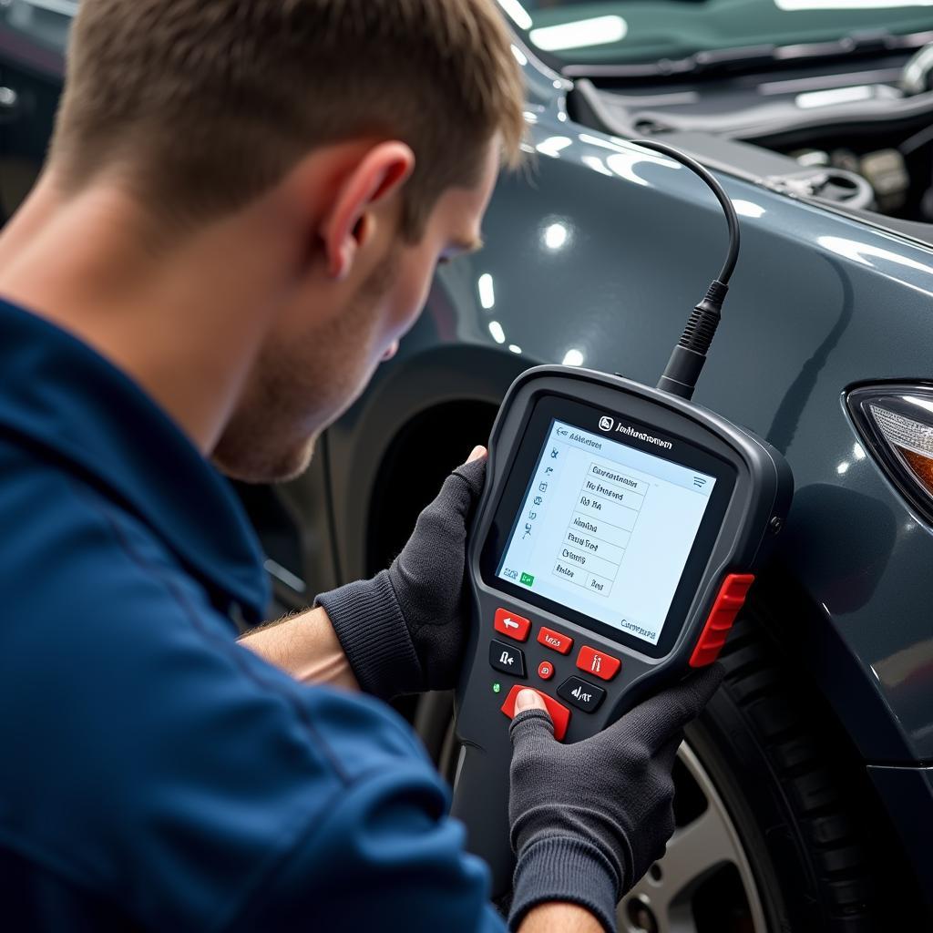 Mechanic Using a Professional Scan Tool