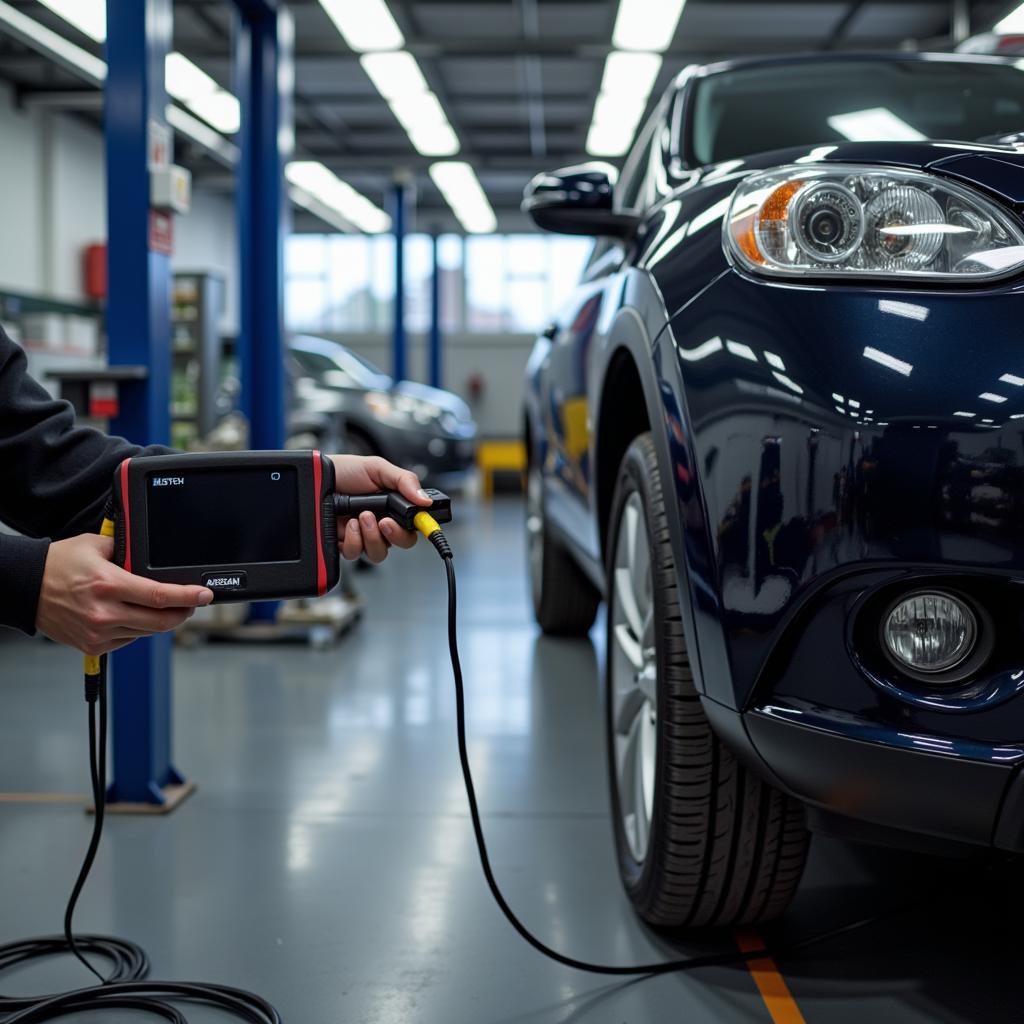 Nissan Car in Repair Shop with ASTECH Scan Tool