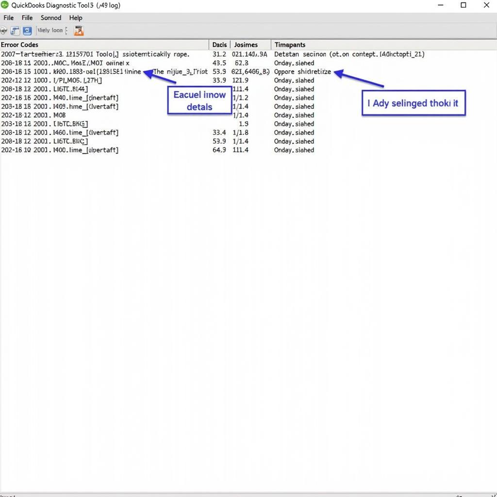 QuickBooks Diagnostic Tool Error Log Example