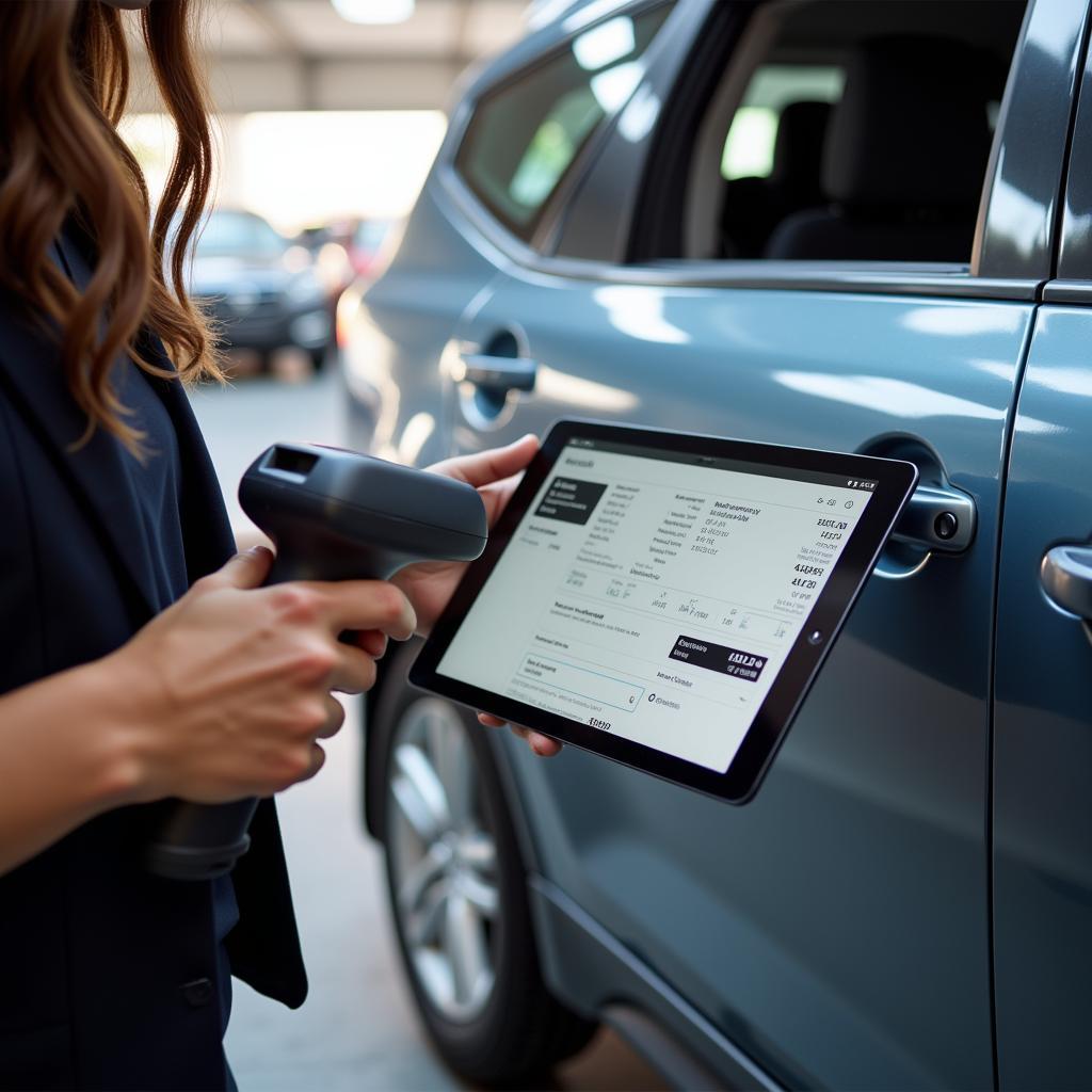 Rental Car Agent Using a Scanner for Fleet Management