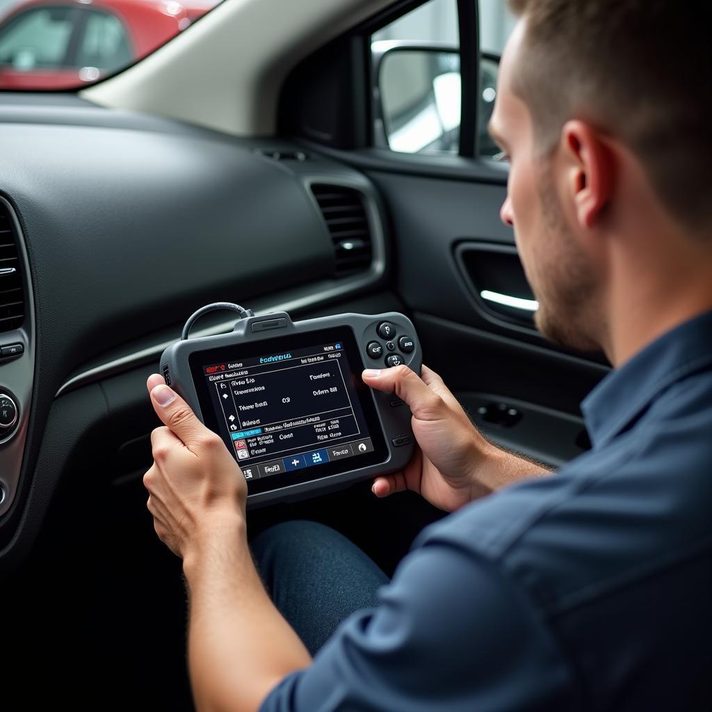 Tech 2 Scan Tool in Use on a GM Vehicle